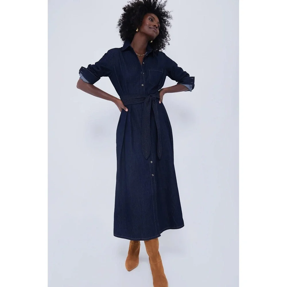 Tuckernuck Denim Maxi Shirt Dress Womens XS Blue Excelle NWT - Picture 1 of 8